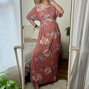 SUMMER MAXI DRESS Pink Floral Print